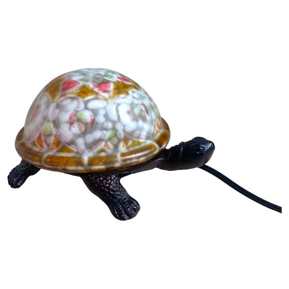Vintage Turtle Lamp Tiffany Style Stained Glass Accent Night Light - Picture 8 of 9